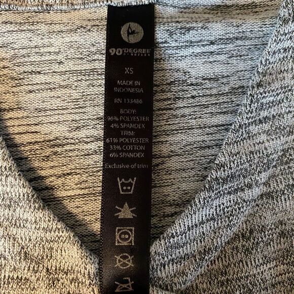 90 degrees by Reflex LONG SLEEVE‎ grey HEATHER WRAP front HOODIE - Picture 2 of 6